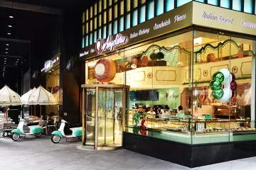 Cafe in Angelina Bakery Times Square in New York